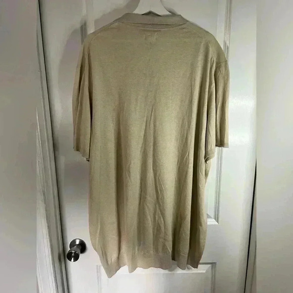 NWT Good Man Brand Johnny Collar Linen Blend Warm Sand Beige Polo Shirt - 4XL - Picture 4 of 6